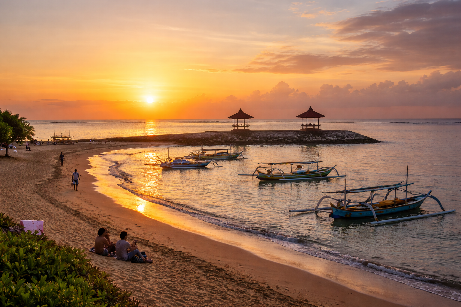 Menikmati Suasana Pagi di Pantai Bangsal Sanur, Surga Sunrise di Bali