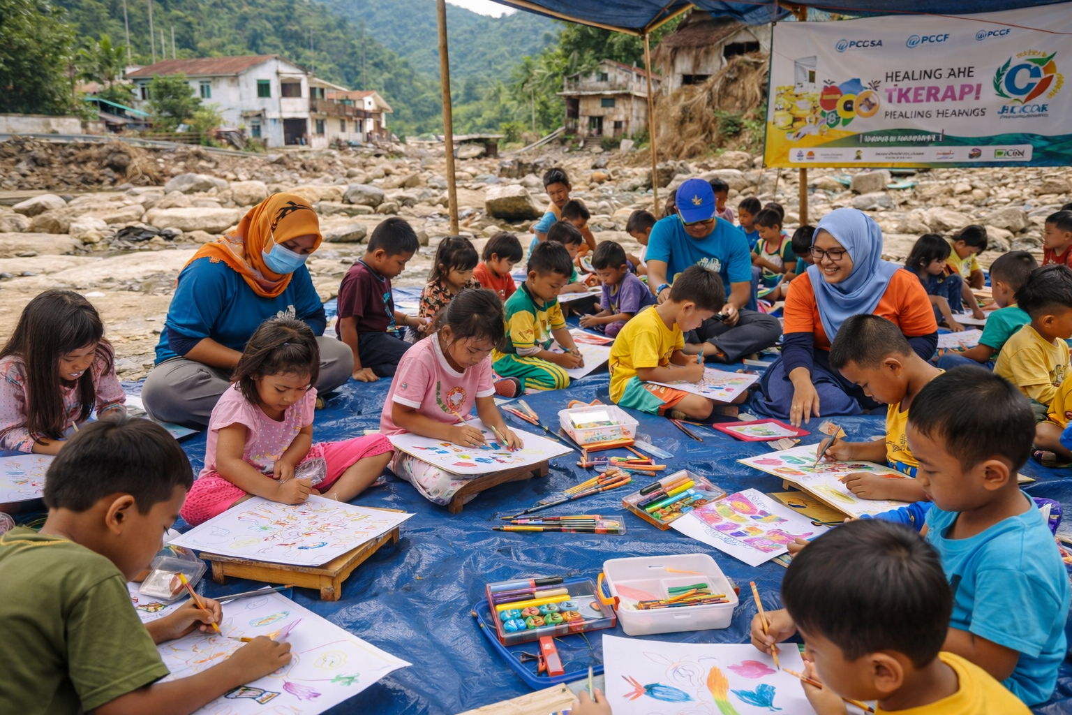Art Therapy Dangau Pulihkan Trauma Anak Terdampak Banjir di Padang 🎨🙏