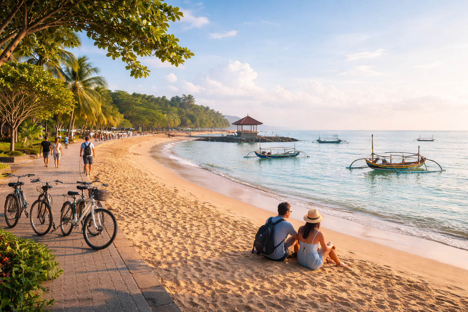 Pagi Tenang di Pantai Bali Beach Sanur, Awali Hari dengan Panorama Laut 🌊