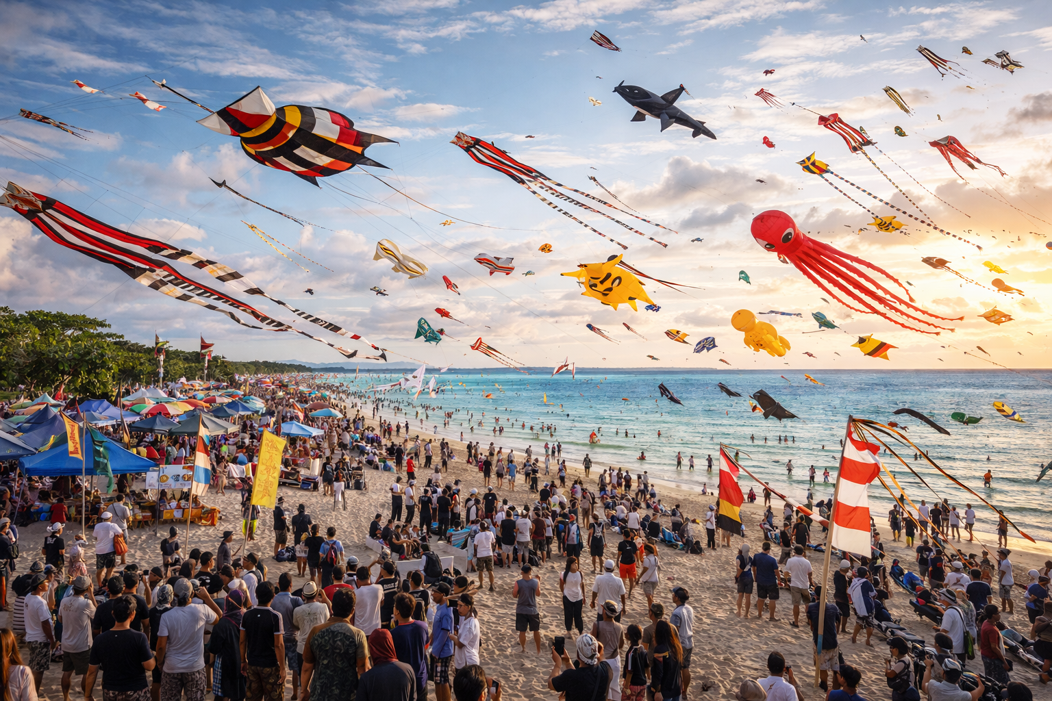 Seri Terakhir NETIJEN Kite Festival, Langit Pantai Mertasari Dipenuhi Warna