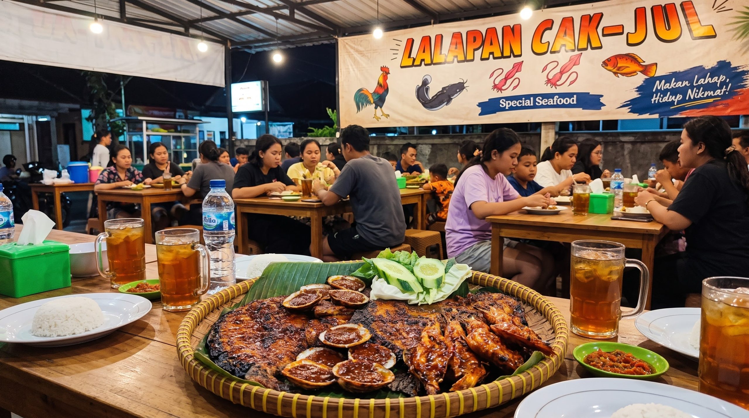 Sensasi Kuliner Seafood Bakar Pedas Manis di Lalapan Cak Jul Denpasar